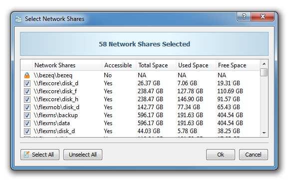 Select one or more servers or NAS storage devices to search duplicate files in and press the 'Ok' button.