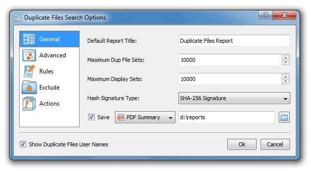 3.20 Duplicate Files Search Options By default, DupScout searches duplicate files using generic settings, which should be appropriate for most users.