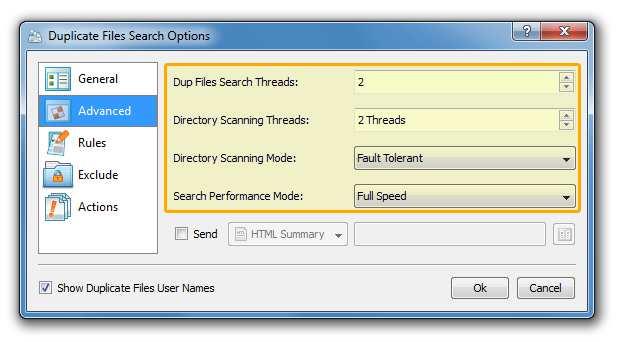 3.21 Duplicate Files Search Performance Options DupScout is optimized for modern multi-core and multi-cpu servers and is capable of