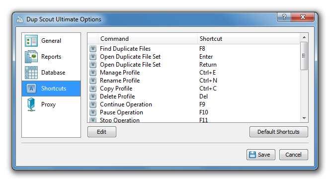 3.24 Customizing DupScout GUI Application Select the 'Tools - Advanced Options' menu item to open the options dialog.
