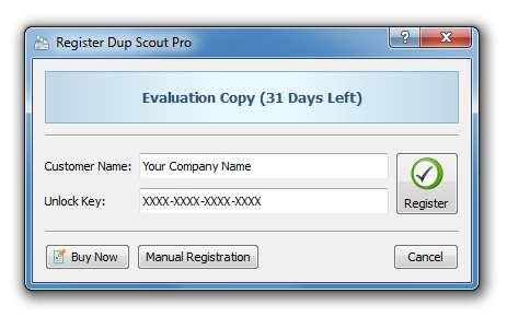 3.28 Registering DupScout Pro DupScout Pro licenses and discounted license packs may be purchased on the following page: http://www.dupscout.com/purchase.
