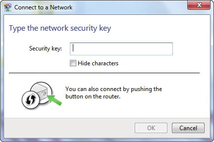 Section 4 - Wireless Security 5. Enter the same security key or passphrase that is on your router and click Connect. You can also connect by pushing the WPS button on the router.