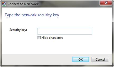 Section 4 - Wireless Security 3. Enter the same security key or passphrase that is on your router and click Connect.