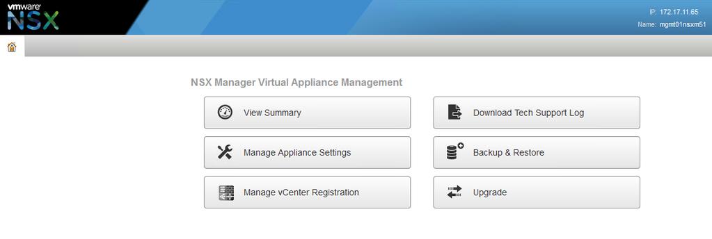 Procedure In a Web browser, open the NSX Manager appliance UI. a. Go to the following URL.