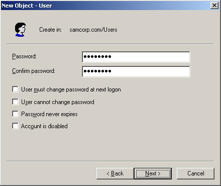 In the password field enter password.