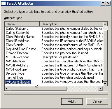 f. Click the Add button again to add the Windows-Groups attribute.