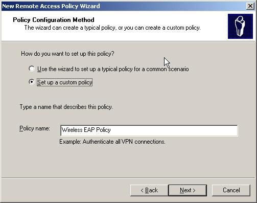Figure 6.5 New Remote Access Policy Wizard c. Click Add to add policy conditions.