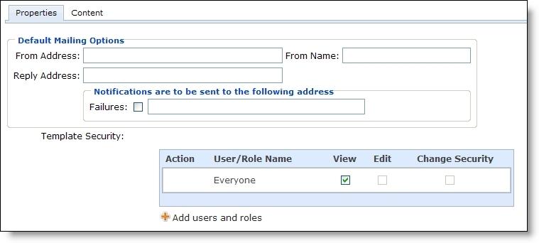EM AIL 44 3. On the Properties tab, enter an email address and name for the From field of the email message. 4. To receive responses at a different email address than the one you use to send the message, enter a return address in the Reply address field.