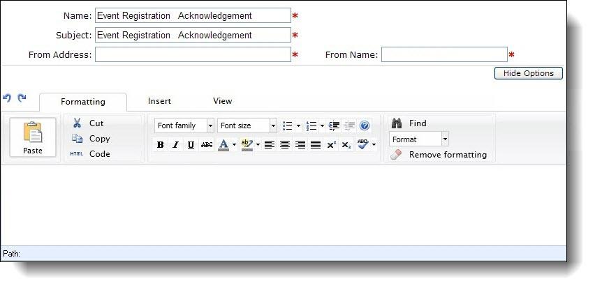 EM AIL 46 Note: How to access the Acknowledgement Email screen depends on the part.