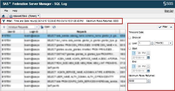 Viewing the SQL Log 135 Plan Specifies the SQL execution plan that the underlying database uses to execute the SQL statement. It appears in XML format on the screen.
