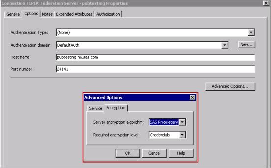 Post-Installation Configuration 29 Figure 5.1 Specify Server Encryption in SAS Management Console 6. Click OK to exit the Advanced Options dialog box, and click OK to close connection properties. 7.