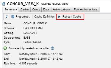 90 Chapter 10 Caching Data Deleting Cache Tables To remove a cache, select Delete Cache from the Action menu located in the cache tab.