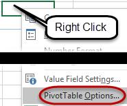 Blank Cells Blank cells may cause problems within a PivotTable if the data ends up being a row or column heading.