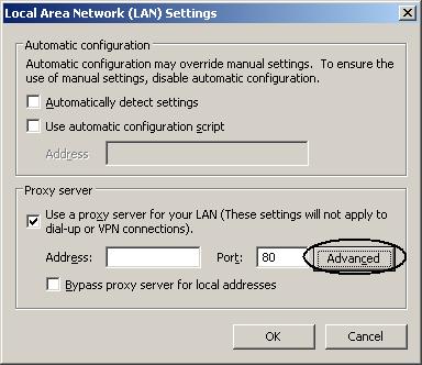 c. In the LAN Settings dialog, ensure Use a proxy server for your LAN is