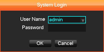 DIAGRAM 3-14 SYSTEM LOGIN Default Users: User Type User Name Default Password Administrator admin 123456 User user 123456 Hidden default default FORM 3-2 DEFAULT USERS Note: Password security: An
