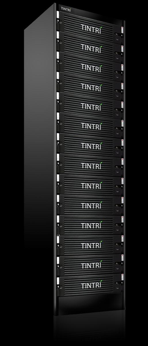 VM-aware Storage from Tintri Stores VMs and vdisks (only!) No LUNs, volumes, aggregates, etc. Flash filesystem (write-back to HDD) 13.
