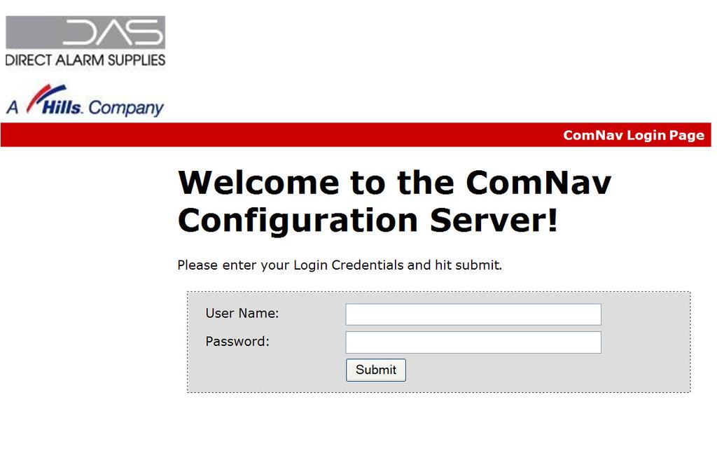 Welcome page When successfully connected, the ComNav will serve up the welcome page.