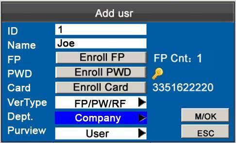 6 Select Privilege Settings You can select privilege of the new added employee as Administrator or User in