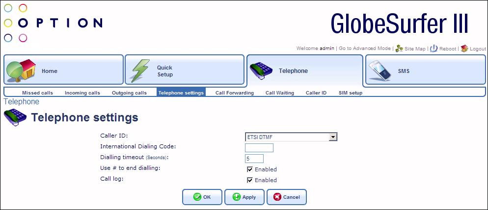 Quick Setup enables you to enter the necessary information specific to the GloberSurfer III and the operator you are registered to.