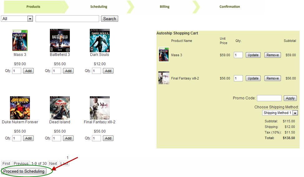 The added products will then show up in the Autoship cart on the right side of the page. B.