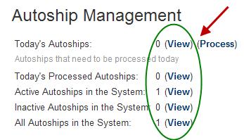 After you click the View link the following screen will be displayed: The Autoship Management Screen provides