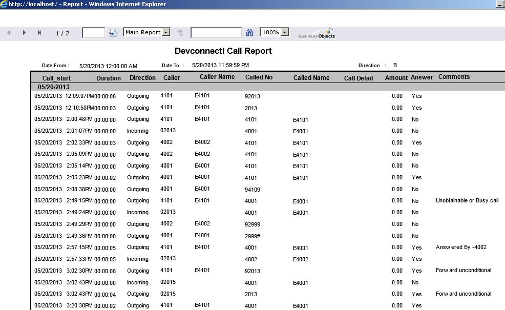 The following screenshot of a report shows