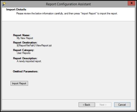 Confirm the import details 1. Verify that you have configured the import correctly. 2. Click Import Report.