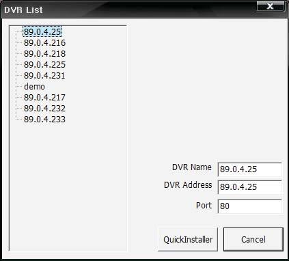 PC Client Introduction 4.5.8. DVR Setup Figure 4.46. Connected DVR List The user can select the DVR to modify the setup, or to verify it.