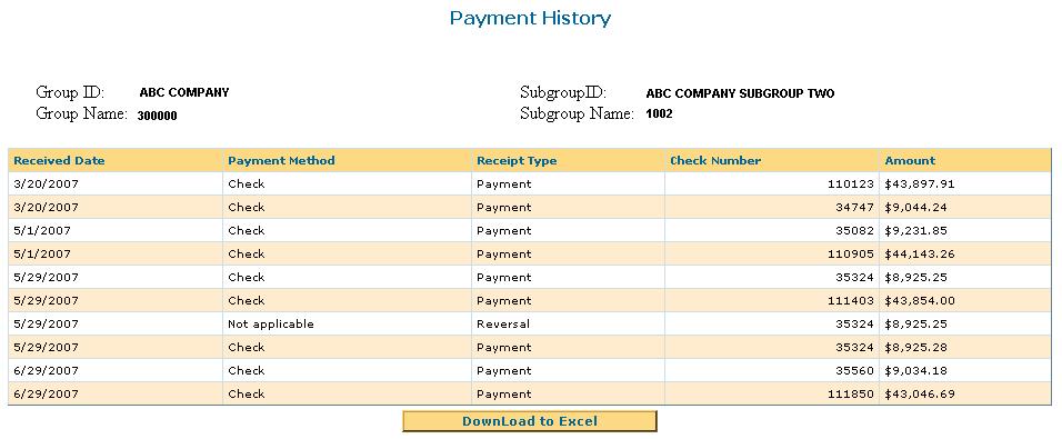 Section 4: Payment History Payment History To review a twelve-month history of payments, please follow these steps: 1. Click on the Payment History menu option at the top of the screen. 2.