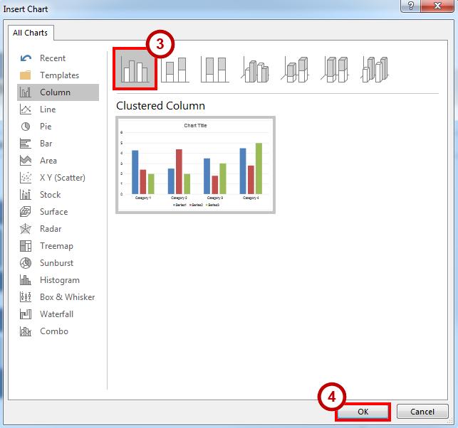3. The Insert Chart window will appear. Click on the chart you wish to use (See Figure 42). 4. Click the OK button (See Figure 42).