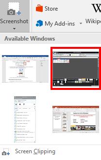 4. A drop-down window will appear. Under Available Windows, you will see a thumbnail preview of all open windows. Figure 47 - Screenshot: Available Windows 5.