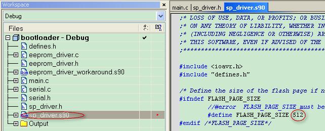 The flash page size can be acquired in the datasheet. Figure 1-9. Change flash page size in sp_driver.