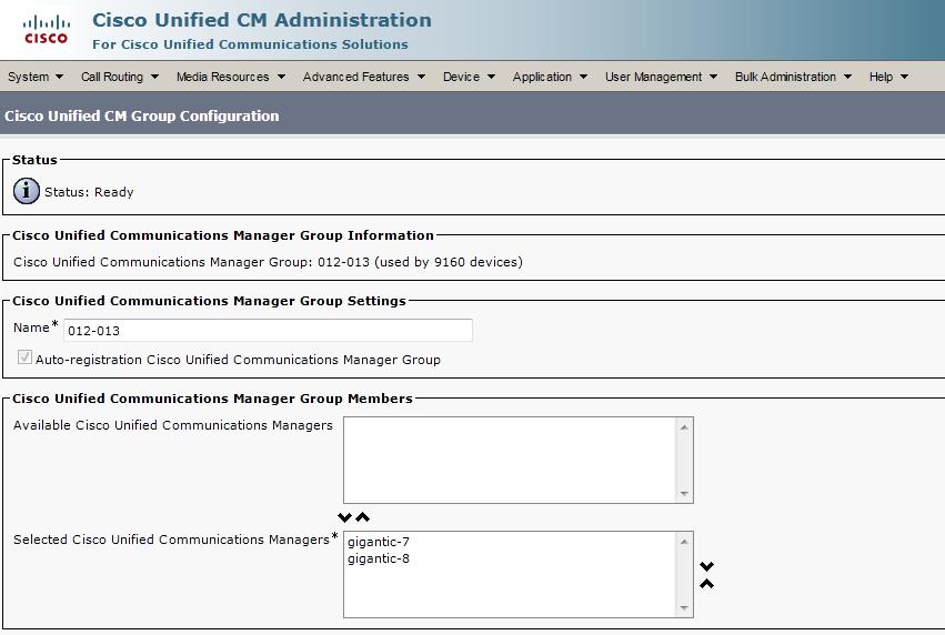 TE and TC Series Endpoints on UC Manager A Few Key Items to Note Unified CM Group Page TE and TC endpoints only register with the primary CM They