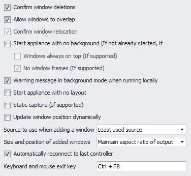 5.2 MuraControl settings MuraControl settings enable you to manage your windows and controllers.