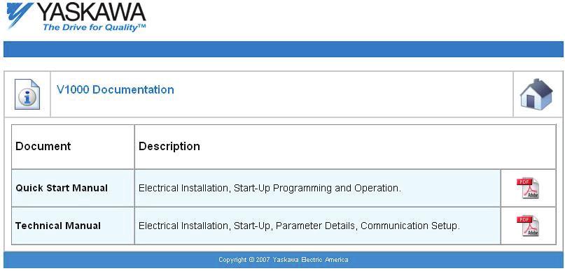 10 Web Interface Documentation Page The embedded documentation page contains links to option documentation on the Yaskawa website.