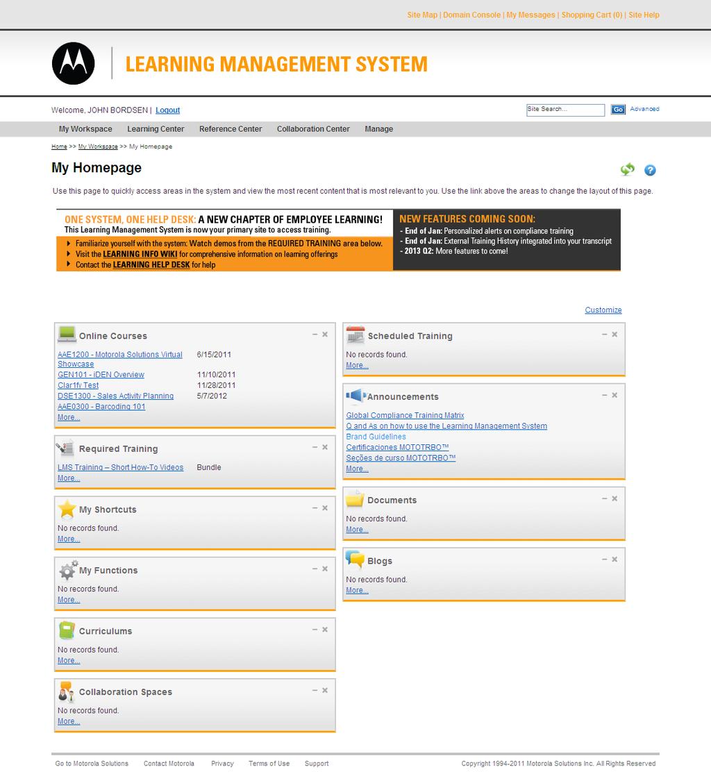 Accessing Learning Management System (LMS) continued The LMS My