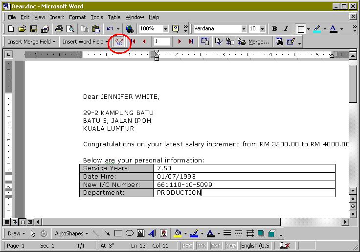 to produce ad-hoc letters by using mail merge function