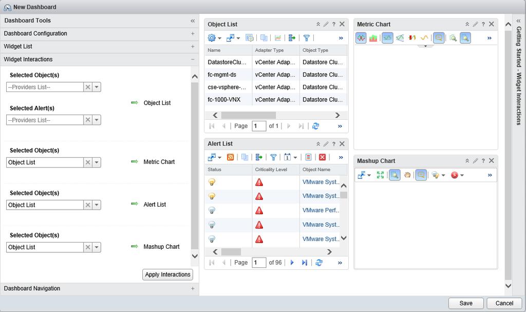 vrealize Operations Manager Customization and Administration Guide 1 In the left pane of vrealize Operations Manager, click the Content icon and click Dashboards.