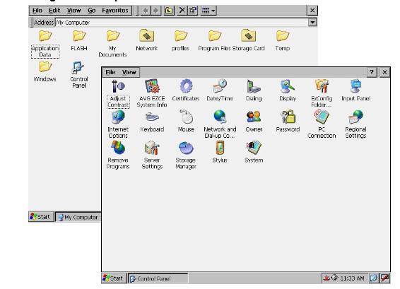 4. THE CONTROL PANEL Similar to the standard Windows OS, the Control Panel on the CE panel provides many utilities to maintain the system.