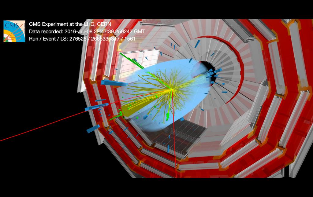 A particle collision in the CMS detector