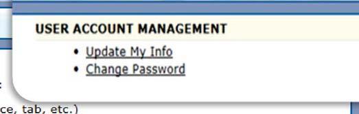 The Change Password window includes the following: Account/Username: The username on