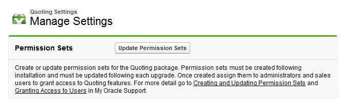 QUOTING PERMISSION SET BUILDER This new feature will make the initial setup and upgrade of Express CPQ Quoting simpler and faster for your administrators.