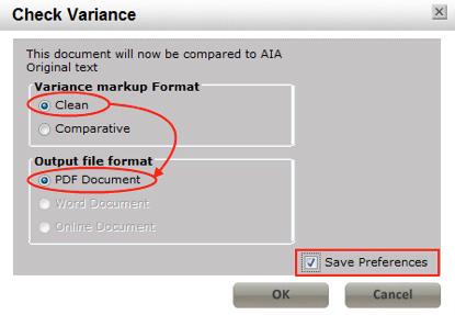 Understanding the Variance Checker AIA Contract Documents allows you to check a working draft against the original AIA standard template and note any differences.