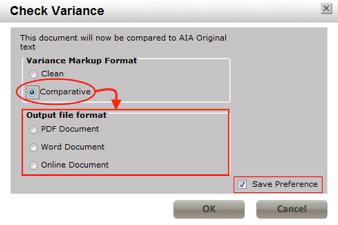 The Variance Checker focuses on the net changes between your draft and the AIA standard template.