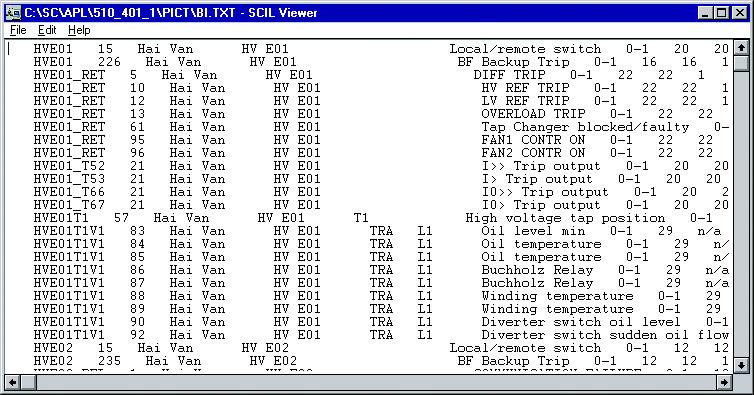 COM 500 *4.1 MicroSCADA Pro 1MRS751858-MEN scil_viewer Fig. 5.9.1.1.-1 Binary inputs source file in SCIL Viewer In SCIL Viewer, it is possible to see the contents of the source file as usual in text editor applications.