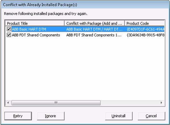 Section 2 Installation Versioning Conflicts Versioning Conflicts If a previously installed version of a component is detected, then a message window notifies the user about the version conflict.