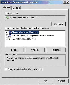 8. Select Properties from the pop up menu. For Windows 98 the network s properties box appears.