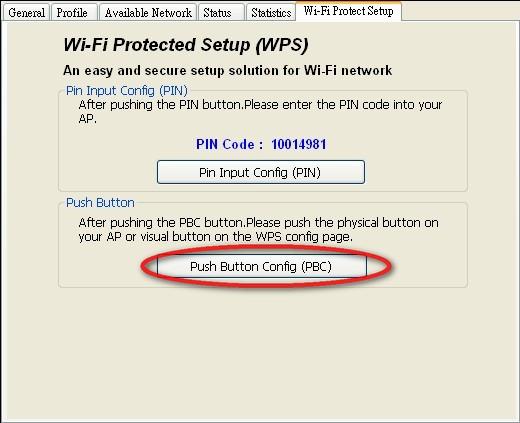 PBC method: Step 1 : Push the PBC button.