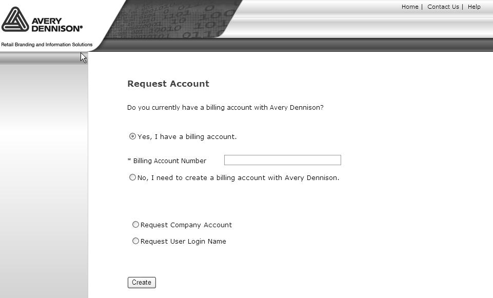 Accessing the Avery Dennison Web Services Web Site 3 Click the Request User Login