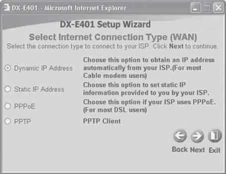 10 Setting up the router see Selecting a dynamic IP address in Windows XP or Windows 2000 on page 53.